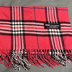 100% cashmere red plaid scarf